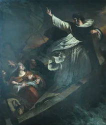 Der heilige Thomas von Aquin predigt das Vertrauen auf Gott während des Sturms